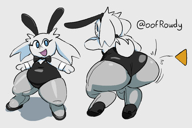 :d anthro big_butt black_bow_tie black_clothing black_footwear black_high_heels black_leotard black_text blue_eyes bow_tie bunny_costume butt clothing costume eyelashes facial_scar fake_ears female female_anthro floppy_ears footwear fur grey_background high_heels leotard looking_at_viewer lop_ears open_mouth open_smile scar scut_tail shadow shoes short_tail simple_background smile smiling_at_viewer solo standing tail text thick_thighs tongue translucent_leggings white_body white_ears white_fur white_sclera white_shirt_cuffs white_tail wide_hipped_anthro wide_hipped_female wide_hips x_scar oofrowdy cave_story sue_sakamoto lagomorph mammal mimiga 2023 artist_name digital_drawing_(artwork) digital_media_(artwork) watermark