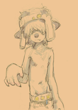 adolescent anthro bottomwear boxers_(clothing) clothed clothing cute_fangs fangs front_view hair hair_over_eyes hat headgear headwear limp_wrist male male_anthro navel nipple_piercing nipples open_bottomwear open_clothing open_pants pants piercing simple_background solo standing teeth topless underwear young young_anthro young_male shinni canid canine canis domestic_dog mammal 2025 absurd_res hi_res
