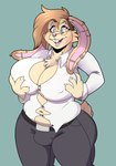 anthro belly belt big_breasts biped bottomwear breast_grab breast_squish breasts bridge_piercing brown_hair bulge cheek_tuft chest_tuft claws clothed clothing dipped_ears ear_piercing eyewear facial_piercing facial_tuft fur glasses gynomorph gynomorph_anthro hair hand_on_breast huge_breasts intersex intersex_anthro long_ears long_hair navel nipple_outline nose_piercing nose_ring open_clothing open_shirt open_topwear overweight overweight_gynomorph overweight_intersex pants piercing ring_piercing shirt solo squish stretched_clothing suit_pants tan_body tan_fur topwear tuft undercut undercut_hair wardrobe_malfunction thatfat_cat chili_(chilibun) domestic_rabbit flemish_giant lagomorph leporid mammal oryctolagus rabbit hi_res