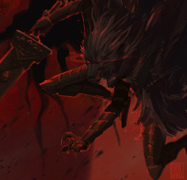 anthro armor male melee_weapon red_eyes solo sword weapon eraharel elden_ring fromsoftware blaidd_(elden_ring) canid canine canis mammal wolf hi_res