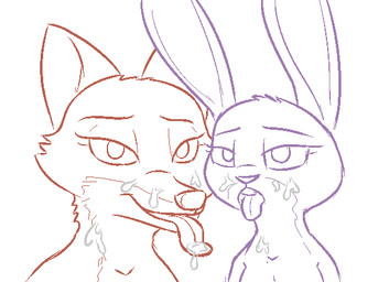 after_sex anthro bodily_fluids buckteeth cum cum_on_face cum_on_tongue duo female genital_fluids half-closed_eyes looking_at_viewer mature_anthro mature_female narrowed_eyes nude open_mouth simple_background smile teeth tongue tongue_out white_background tggeko disney zootopia judy_hopps mrs._wilde canid canine fox lagomorph leporid mammal rabbit red_fox true_fox 2017 aliasing digital_media_(artwork)