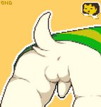 anthro anus balls bottomless butt clothed clothing flaccid foreskin fur genitals male penis solo white_body white_fur young young_anthro onojeff undertale undertale_(series) asriel_dreemurr frisk_(undertale) bovid caprine goat mammal digital_media_(artwork) low_res pixel_(artwork)