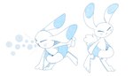 3_toes ambiguous_gender blue_body blue_fur bubble eyes_closed feet fingers fur open_mouth simple_background solo spit_bubbles tail toes white_background white_body white_fur sug4r_f0x 2024_pokemon_gigaleak beta_pokemon_games nintendo pokemon beta_pokemon_(species) lagomorph mammal warabbit 2024 english_description hi_res