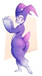 anthro big_butt blush bottom_heavy butt cheek_spots femboy head_tails huge_butt looking_back male multicolored_body multicolored_skin no_fur nude open_mouth pear-shaped_figure pose purple_body purple_skin short_tail simple_background small_tail solo tail tendrils thick_thighs two_tone_body two_tone_skin white_body white_butt white_skin wide_eyed wide_hips yellow_eyes naughtyjester jessie_(lapinbeau) alien puwa 2018 hi_res