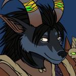 1:1 2015 ambiguous_gender anthro armor black_body black_fur black_hair blizzard_entertainment blue_background blue_body blue_fur bone canid conditional_dnp derp_eyes digital_media_(artwork) feathers female fur green_eyes hair horn mammal multicolored_body multicolored_fur paralee_(character) ratte simple_background skull smile solo two_tone_body two_tone_fur warcraft were werecanid worgen
