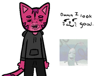 :3 anthro bottomwear clothing detailed_mouth fur hoodie jogging_pants magenta_body magenta_fur male pants pink_body pink_fur shitpost simple_background solo text topwear white_background yoga_pants kurzaen_(artist) nickelodeon spongebob_squarepants kurzaen_(character) sheldon_j._plankton animal_humanoid aquatic felid felid_humanoid feline humanoid mammal mammal_humanoid plankton_(species) aliasing digital_media_(artwork) meme