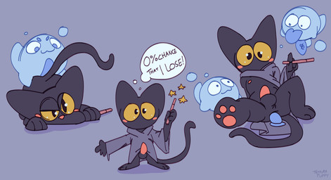 anal anal_penetration anthro balls black_body black_fur blue_penis blush chibi clothing crossgender defeated dildo dildo_insertion dildo_sitting erection fur genitals group holidays male male/male penetration penis riding_toy sex_toy sex_toy_insertion simple_background yellow_eyes young young_anthro tempura_puppy google google_doodle halloween magic_cat_academy momo_(google) domestic_cat felid feline felis ghost mammal spirit digital_media_(artwork)