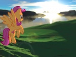 2012 3d_(artwork) 4:3 aged_up bay cliff cloud cutie_mark digital_media_(artwork) equid equine feathered_wings feathers female feral flying friendship_is_magic fur grass hair hasbro hi_res hill hooves landscape lens_flare mammal mane mixed_media mlp_g3 my_little_pony mythological_creature mythological_equine mythology orange_body orange_feathers orange_fur outside pegasus photoimpact_(artwork) plant pre-g4 purple_eyes purple_hair scootaloo_(g3) scootaloo_(mlp) sea sky solo style_emulation sunrise supuhstar terragen_(artwork) vector water wings young