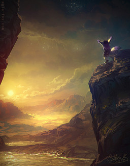 ambiguous_gender anthro black_clothing black_topwear clothed clothing cloud dipstick_ears ear_markings ear_tuft faceless_ambiguous faceless_anthro faceless_character fluffy fluffy_tail fur hair hat headgear headwear mountain multicolored_body multicolored_ears multicolored_fur outside purple_body purple_fur purple_hair rear_view sky solo sunset tail text topwear tuft two_tone_body two_tone_fur white_body white_fur mylafox mylafox_(character) arctic_fox canid canine felid feline fennec_fox fox hybrid lynx mammal true_fox 2017 dated signature url