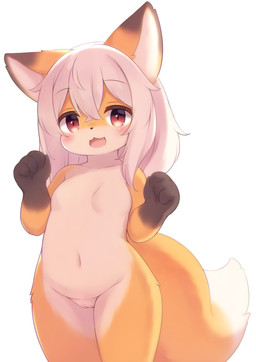 4_fingers anthro biped black_body black_eyebrows black_fur black_nose blush breasts cute_fangs dipstick_tail ear_markings eyebrow_through_hair eyebrows facial_markings fangs featureless_breasts female female_anthro fingers fur genitals gloves_(marking) hair head_markings innie_vulva kemono loli looking_at_viewer markings navel nude open_mouth orange_body orange_fur red_eyes simple_background smile solo standing tail tail_markings teeth translucent translucent_hair vulva white_background white_body white_fur white_hair white_tail_tip young young_anthro young_female matsuura canid canine fox mammal 2022 shaded translated_description