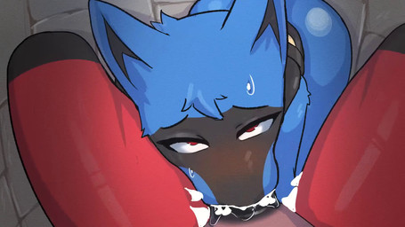 anthro blue_body blue_fur bodily_fluids fellatio fur genital_fluids genitals humanoid_genitalia looking_at_viewer male male/male oral penile red_body red_fur sex simple_background solo tail text 4pie sound_warning opennsfwsp_(va) nintendo pokemon generation_4_pokemon generation_7_pokemon humanoid incineroar lucario pokemon_(species) 16:9 2d_animation animated digital_media_(artwork) frame_by_frame hi_res sound widescreen