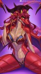 anthro bikini bikini_pull breasts clothing clothing_pull exposure_variation female fingers hair horn looking_at_viewer non-mammal_breasts simple_background solo spread_legs spreading swimwear swimwear_pull tail text tongue tongue_out two-piece_swimsuit wings alanscampos cygames dragalia_lost mythology nintendo brunhilda_(dragalia_lost) dragon mythological_creature mythological_scalie scalie 2022 digital_media_(artwork) hi_res url