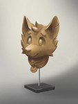 ambiguous_gender bronze_(metal) bronze_object bust_statue collar sculpture simple_background statue bruno_borker bruno_(bruno_borker) australian_cattle_dog canid canine canis cattledog domestic_dog herding_dog inanimate_object mammal pastoral_dog absurd_res hi_res shaded