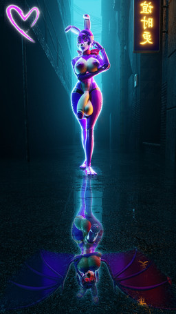 after_transformation alley animal_genitalia animal_penis anthro areola balls big_balls big_breasts big_penis breasts genitals glistening glistening_areola glistening_breasts glistening_nipples glowing glowing_eyes hair herm horn huge_balls huge_breasts huge_penis humanoid_genitalia humanoid_penis hyper hyper_balls hyper_genitalia hyper_penis intersex looking_at_viewer neon_sign nipples nude open_mouth penis pre-transformation red_eyes reflection sign solo spread_wings thick_thighs transformation wings anonymousfm fan_character demon hybrid lagomorph leporid mammal rabbit 3d_(artwork) 4k 9:16 absurd_res digital_media_(artwork) hi_res