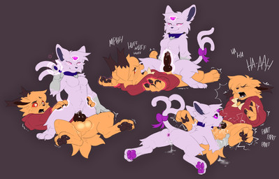 anthro anus balls bodily_fluids bow_ribbon breath collar cum duo feet fellatio female genital_fluids genitals male male/female oral panting pawpads paws penetration penile penile_penetration penis penis_in_vagina pokemorph sex soles telekinesis toes vaginal vaginal_penetration vulva decodecker nintendo pokemon eeveelution espeon generation_1_pokemon generation_2_pokemon jolteon pokemon_(species) hi_res