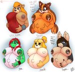 anthro areola belly big_belly big_breasts black_areola black_nipples bodily_fluids breasts brown_areola brown_nipples female fur green_areola green_nipples hair huge_breasts multiple_pregnancies nipples non-mammal_breasts nude pregnant pregnant_anthro pregnant_female simple_background drxii animal_crossing disney gummi_bears nintendo sega sonic_boom sonic_the_hedgehog_(series) frappe_(foo) isabelle_(animal_crossing) sticks_the_jungle_badger ursa_(gummi_bears) yuke_(drxii) asinus badger bear canid canine canis domestic_dog donkey equid equine horse hybrid mammal mule mustelid musteline nushi reptile scalie shih_tzu toy_dog digital_media_(artwork) hi_res multiple_images