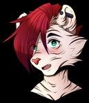 anthro blush fangs green_eyes hair long_hair male open_mouth piercing red_hair solo surprise teeth hazelkisses finnian_ennis felid mammal pantherine tiger alpha_channel