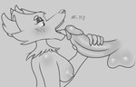 anthro big_penis blush breasts female genitals licking looking_at_genitalia looking_at_penis looking_pleasured male male/female open_mouth oral penile penis penis_lick sex solo_focus tongue tongue_out artply nintendo nintento pokemon braixen canid generation_6_pokemon mammal pokemon_(species) hi_res monochrome