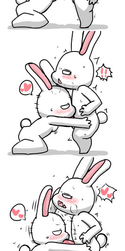 anthro anthro_on_anthro balls basic_sequence blush breasts duo erection fellatio female genitals heart_symbol licking linear_sequence male male/female oral penile penis penis_lick sex three_frame_image three_frame_sequence tongue tongue_out enigi09 lagomorph leporid mammal rabbit hi_res sequence