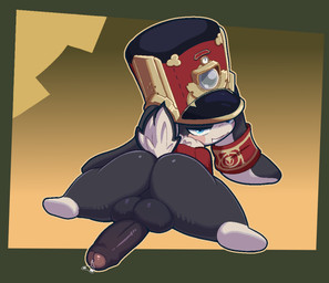 anthro backsack balls band_accessory bedroom_eyes big_balls big_penis black_body black_fur blue_eyes bodily_fluids bottomless bottomless_anthro bottomless_male butt cheek_spots clothed clothed_anthro clothed_male clothing ear_accessory earband featureless_feet feet floppy_ears foreskin fur genital_fluids genitals geometric_background glans glistening glistening_eyes glistening_genitalia glistening_penis half-closed_eyes hat head_turned headgear headwear humanoid_genitalia humanoid_penis leg_markings looking_at_viewer looking_back looking_back_at_viewer lop_ears lying male male_anthro markings multicolored_body multicolored_ears multicolored_fur narrowed_eyes noseless on_front open_mouth open_smile penis penis_backwards perineum precum presenting presenting_hindquarters presenting_penis pupils raised_tail red_clothing red_shirt red_topwear scut_tail seductive shirt short_tail shortstack shortstack_male simple_background small_but_hung smile smiling_at_viewer socks_(marking) solo spread_legs spreading tail tan_body tan_fur thick_thighs three-quarter_view topwear two_tone_body two_tone_ears two_tone_fur two_tone_tail white_mouth white_sclera 4chan_anon unknown_artist honkai:_star_rail mihoyo pom-pom_(honkai:_star_rail) lagomorph leporid mammal rabbit 2025 aliasing binary_drawing digital_drawing_(artwork) digital_media_(artwork) full-length_portrait hi_res portrait shaded soft_shading