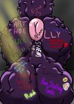 anthro anus balls big_balls body_writing genitals huge_balls hyper hyper_balls hyper_genitalia kiss_mark male puffy_anus solo text writing_on_butt quiggly_(artist) quiggly_(character) alien squellac absurd_res english_text hi_res