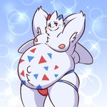 1:1 anthro anthrofied armpit_tuft clothed clothing eggbert generation_4_pokemon hands_behind_head hi_res jockstrap male navel nintendo nipples noseless outie_navel overweight overweight_male pink_nipples pokemon pokemon_(species) pokemorph pregnant pregnant_male ratasstouille simple_background small_wings solo standing thick_thighs togekiss topless topless_male underwear wide_hips wings