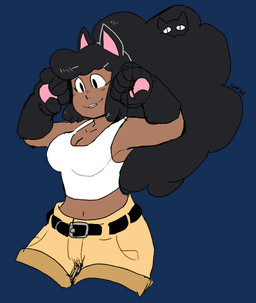 afro ambiguous_gender black_clothing black_gloves black_handwear bottomwear breasts cleavage clothed clothing duo eyelashes female female_focus feral gloves grin handwear humanoid_focus midriff navel shirt shorts simple_background smile solo_focus tank_top text topwear transparent_background white_clothing white_shirt white_tank_top white_topwear tatertottoto katthy_(jinu) animal_humanoid cat_humanoid domestic_cat felid felid_humanoid feline feline_humanoid felis humanoid mammal mammal_humanoid 2017 alpha_channel artist_name digital_drawing_(artwork) digital_media_(artwork) english_description hi_res portrait three-quarter_portrait