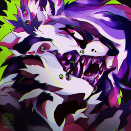 anthro bared_teeth black_body black_fur black_hair black_nose black_stripes chest_tuft ear_tuft eyebrows fangs fluffy fluffy_chest front_view fur green_background green_smoke grey_body grey_face grey_fur grin hair inner_ear_fluff looking_at_viewer male markings piercing simple_background smile smiling_at_viewer smoke snarling snout solo striped_body stripes teeth tuft white_body white_face white_fur white_hair lxn.es cryotaiga felid feline hybrid mammal pantherine snow_leopard tiger 1:1 headshot_portrait hi_res icon portrait