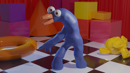 ambiguous_gender beak blue_body clay floatie floor one_arm pool_toy red_eyes solo tile tile_floor toy unusual_anatomy keadanger glitch_productions the_amazing_digital_circus clackmer_(keadonger) fan_character animate_inanimate clay_creature 16:9 2024 3d_(artwork) digital_media_(artwork) hi_res widescreen