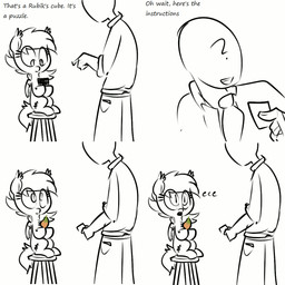 ?_face animated_gif clothed clothing dialogue duo feathered_wings feathers female feral food fruit furniture gesture hand_gesture mango_(fruit) open_mouth plant pointing pointing_at_another sitting stool text wings mcsweezy hasbro my_little_pony rubik's_cube anon fan_character speck_(nukepone) bat_pony equid human hybrid mammal 1:1 2015 animated animated_comic comic digital_drawing_(artwork) digital_media_(artwork) english_text hi_res monochrome short_playtime