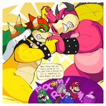 1:1 anthro bowser bowser's_inside_story brother_(lore) brothers_(lore) comic dialogue duo english_text facial_hair fight hammer horn human humor koopa luigi male mammal mario mario_and_luigi_(series) mario_bros midbus mustache nintendo pb-art scalie shell sibling_(lore) spiked_shell spikes spikes_(anatomy) struggling suid suina sus_(pig) text tools twins_(lore) wild_boar