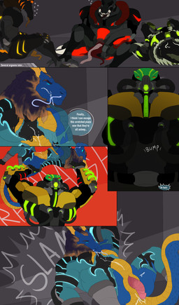 anthro fight forced group male male/male nude tail androidass mythology annelid dragon leech mythological_creature mythological_scalie scalie worm absurd_res hi_res