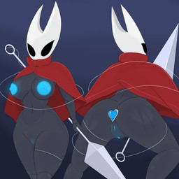 3_fingers anal anal_penetration anthro black_body black_eyes blue_nipples blue_vulva bodily_fluids breasts butt buttplug female fingers genitals glistening glistening_body glistening_butt holding_object holding_weapon melee_weapon nipples nude object_in_ass penetration plug_(sex_toy) sex_toy sex_toy_in_ass sex_toy_insertion simple_background solo spread_legs spreading veapon vulva weapon s-hard hollow_knight_(franchise) team_cherry hornet_(hollow_knight) arthropod 1:1 2025 absurd_res hi_res
