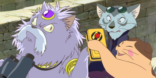 anthro derp_eyes eyes_closed eyewear feral glasses green_eyes group heterochromia male pushbutton red_eyes screencap what unknown_artist ghibli the_cat_returns natori_(the_cat_returns) natoru the_cat_king domestic_cat felid feline felis mammal siamese_cat grandfathered_content