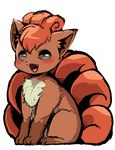 ambiguous_gender blush canid canine dagasi feral fur generation_1_pokemon hi_res looking_at_viewer mammal multi_tail nintendo open_mouth pokemon pokemon_(species) simple_background smile solo tail tongue vulpix white_background