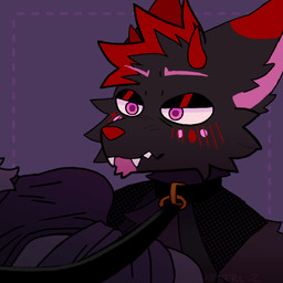 anthro blush blush_lines bodily_fluids breath bulge bulge_in_face cheek_tuft clothing collar duo facial_tuft fishnet_clothing fluffy half-closed_eyes heart_eyes heart_pupils heart_symbol horn leash leash_pull male male/male narrowed_eyes neck_tuft panting shove sweat sweatdrop toony tuft kentrl-z canid canine mammal 1:1 animated