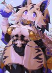 anthro blush breasts clothed clothing female fur hair horn kemono solo thick_thighs weapon rikose felid feline felis mammal