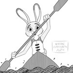 anthro disney exercise female hatakeclarissarts hi_res inktober inktober_2024 judy_hopps kayak lagomorph leporid mammal rabbit solo sports_uniform vehicle water watercraft zootopia