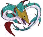 ambiguous_gender feral open_mouth sharp_teeth simple_background solo teeth tongue white_background regentshaw bandai_namco digimon digimon_(species) fish marine sea_serpent seadramon sketch