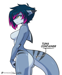 anthro biped blue_body blue_hair blue_tail breasts butt ear_piercing female fingers hair nude nude_anthro nude_female piercing side_view simple_background solo standing tail white_background yellow_eyes sharkcatsg fish marine shark 2025 5:6 absurd_res digital_drawing_(artwork) digital_media_(artwork) hi_res