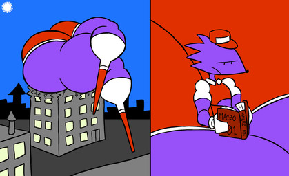 anthro big_butt book bottom_heavy bottomwear bubble_butt butt clothing curvy_figure destruction featureless_feet feet femboy footwear fur hat headgear headwear holding_book holding_object hotpants huge_butt huge_hips huge_thighs hyper hyper_butt hyper_hips hyper_legs hyper_thighs knee_highs knee_socks legwear logo male purple_body purple_fur reading reading_book shirt shoes shorts sitting_on_building socks solo text thick_thighs topwear wide_hips thatdawgmurray pizza_tower pizza_delivery_snick snick_(pizza_tower) mammal porcupine rodent artist_logo artist_name hi_res signature