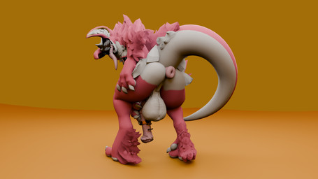 animal_genitalia animal_penis anthro anus balls big_anus big_balls digitigrade equine_genitalia equine_penis fur genital_piercing genitals male penis penis_piercing piercing pink_body presenting presenting_anus presenting_penis puffy_anus simple_background solo sweetly_(ozz) tongue tongue_out white_body white_fur f3nrisulfr mantled_beast absurd_res hi_res huge_filesize