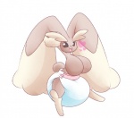 anthro big_breasts breasts clean_diaper clothed clothing diaper female heart_symbol huge_breasts open_mouth red_eyes simple_background solo wearing_diaper white_background sir-dancalot nintendo pokemon generation_4_pokemon lagomorph lopunny mammal pokemon_(species)