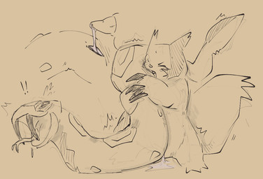 animal_genitalia blush blush_lines bodily_fluids claws cum cum_inside cum_on_ground cum_string eyes_closed fangs genital_fluids genital_slit genitals larger_sub leaking leaking_cum male male/male open_mouth penetration penile penile_penetration penis shaking size_difference small_top_big_bottom submissive sweat teeth tongue tongue_out trembling muniimuni nintendo pokemon generation_3_pokemon pokemon_(species) seviper zangoose 2024