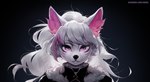 anthro female fluffy hair pink_ears pink_eyes solo white_body white_hair iskra yoki_j_(yj) absurd_res hi_res portrait