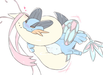 ambiguous_gender blush duo fetal heart_symbol simple_background white_background moocow nintendo pokemon fish generation_3_pokemon gobiiform marine milotic mudskipper pokemon_(species) swampert 11:8