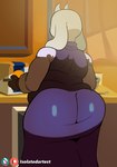 anthro big_butt butt clothed clothing faceless_character faceless_female female fur holding_object horn huge_butt inside mature_anthro mature_female rear_view solo white_body white_fur isolatedartest patreon subscribestar undertale undertale_(series) toriel boss_monster_(undertale) bovid bovine caprine goat mammal 2025 absurd_res digital_media_(artwork) hi_res