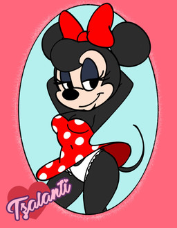 accessory anthro bedroom_eyes black_body bow_ribbon clothing dress eyeshadow female hair_accessory hair_bow hair_ribbon makeup narrowed_eyes panties raised_arms ribbons seductive smile solo tail underwear tzalanti disney minnie_mouse mammal mouse murid murine rodent hi_res