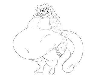 anthro belly belly_overhang big_belly biped blush blush_lines collar deep_navel ears_down eyebrow_through_hair eyebrows eyewear featureless_chest featureless_feet feet front_view fur glasses hair hands_behind_back huge_belly looking_aside male male_anthro markings mostly_nude mostly_nude_anthro mostly_nude_male navel obese obese_anthro obese_male overweight overweight_anthro overweight_male pecs pivoted_ears round_glasses shy simple_background solo spots spotted_body spotted_fur standing star striped_body striped_ears striped_fur stripes tail thick_tail three-quarter_view translucent translucent_hair white_background cocoalop12 kangaroo macropod mammal marsupial 2025 black_and_white full-length_portrait hi_res monochrome portrait