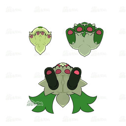 ambiguous_gender anthro black_claws claws evolutionary_family feet feral fur gloves_(marking) green_body green_fur green_tail group kemono leg_markings low-angle_view markings pawpads paws pink_pawpads short_tail simple_background smile socks_(marking) soles tail trio white_background white_claws worm's-eye_view tontaro nintendo pokemon felid feline floragato generation_9_pokemon mammal meowscarada pokemon_(species) sprigatito 1:1 2025 digital_media_(artwork) signature watermark